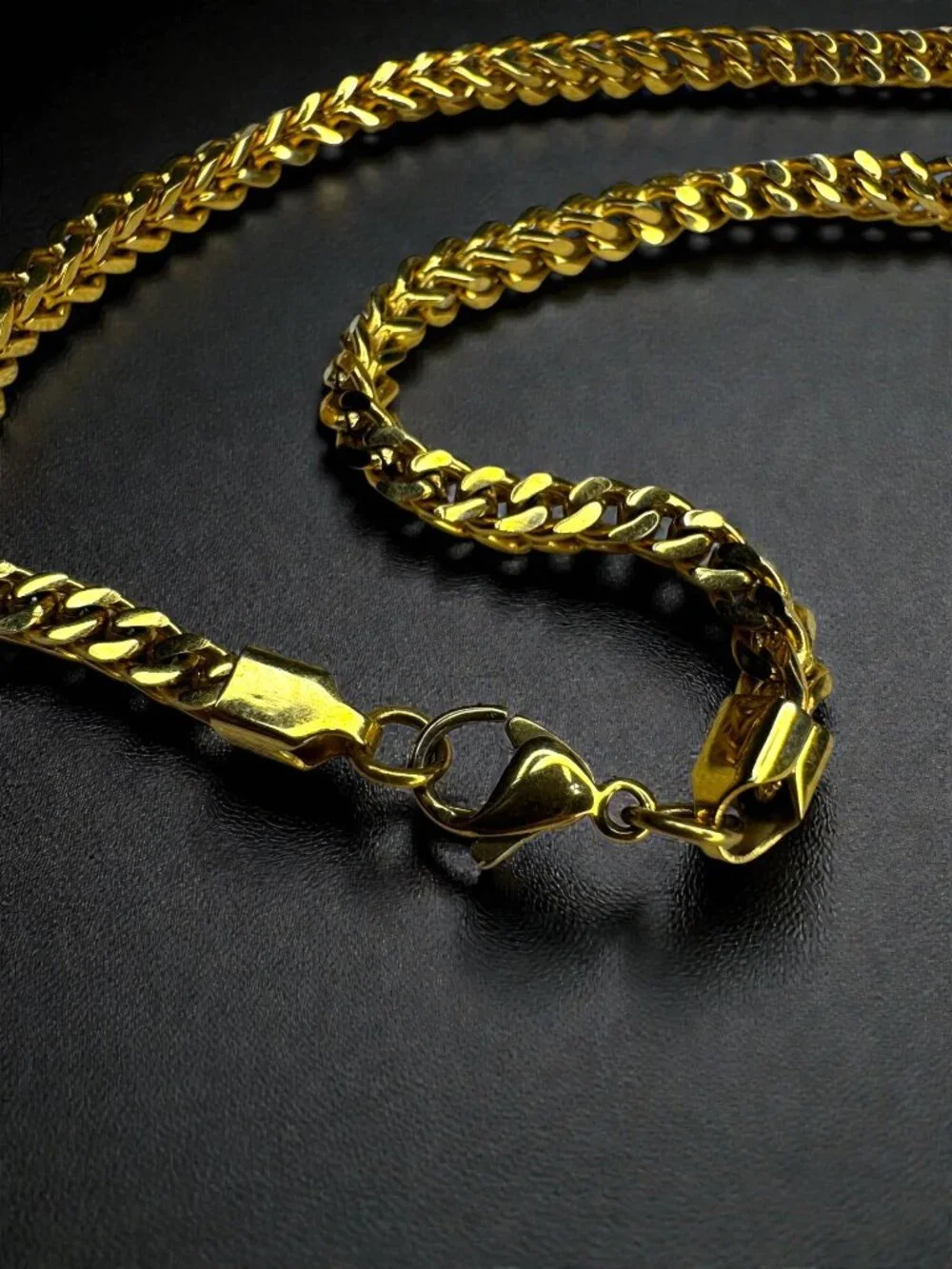 Gold Tone Stainless Steel Wheat Chain Necklace 30
